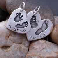 Double Hand and footprint Necklace charm set