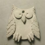 silver clay owl fingerprint charm