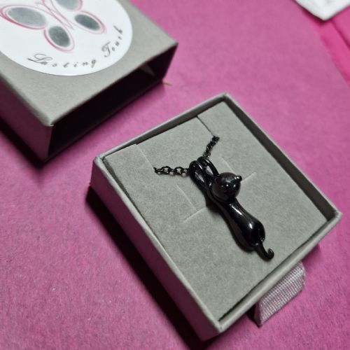 Black Cat ashes urn necklace