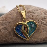 Heart memory necklace with 2 sets of ashes in 18ct gold pvd