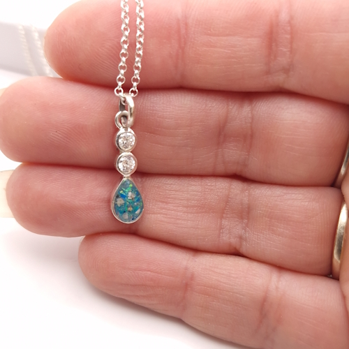 Double CZ teardrop ashes necklace