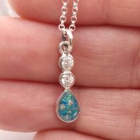 Double CZ teardrop ashes necklace