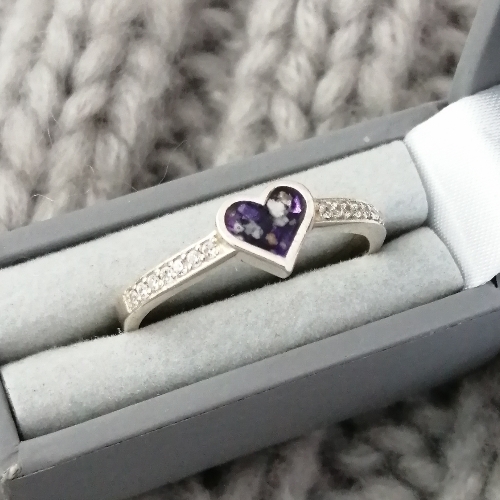 Memorial ashes Ring CZ heart design