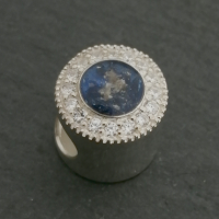 Ashes in Resin Silver CZ Halo bead (fits pandora)