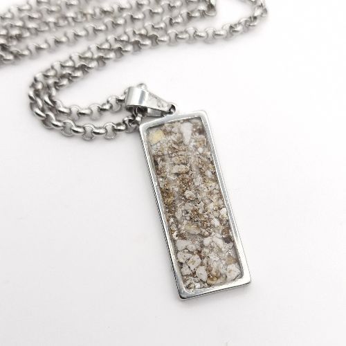 Rectangle memory necklace with ashes