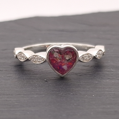 Memorial ashes Ring heart with CZ marquise band