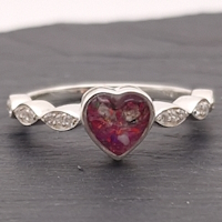 Memorial ashes Ring heart with CZ marquise band