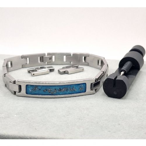 Adjustable ID style bracelet with ashes
