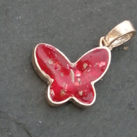 Silver butterfly memorial pendant with ashes