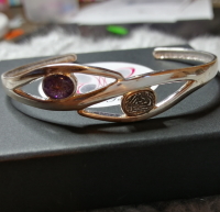 Fingerprint and ashes or hair memory bangle