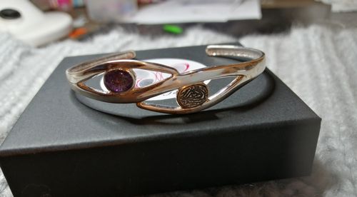 Fingerprint and ashes or hair memory bangle