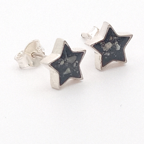 Silver star stud earrings with ashes