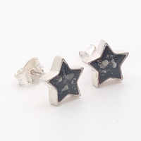 Silver star stud earrings with ashes