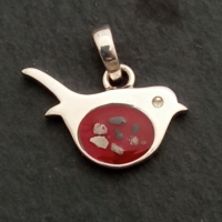 Silver robin ashes pendant