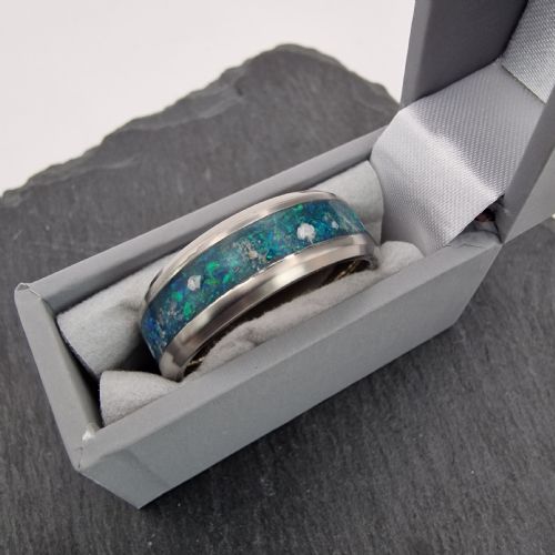 8mm steel memorial channel band ring