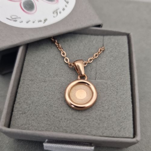 18ct Rose Gold PVD circle memory necklace with ashes