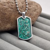 Military style dog tag memory necklace with ashes