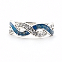 Memorial ashes double CZ crossover ring = SIZE P