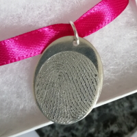 Engraved Fingerprint Oval Necklace