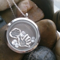 2 Floating Handprint Charms in memory locket