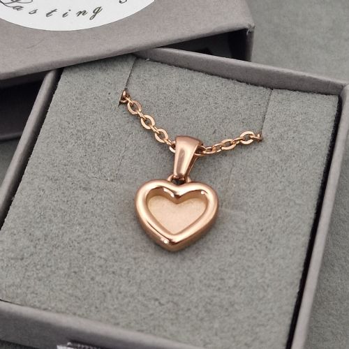 18ct Rose Gold PVD Heart memory necklace with ashes