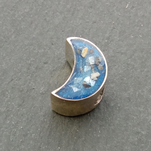 Ashes in Resin Silver moon bead (fits pandora)