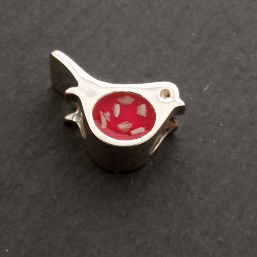 Ashes in Resin Silver Robin bead (fits pandora)