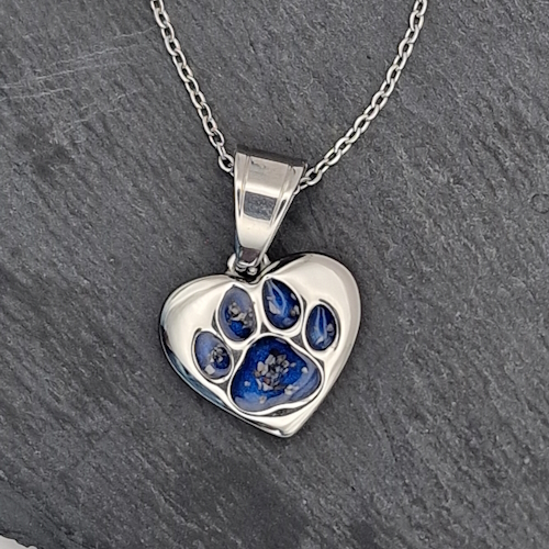 Paw Heart memory necklace for Ashes or pet fur