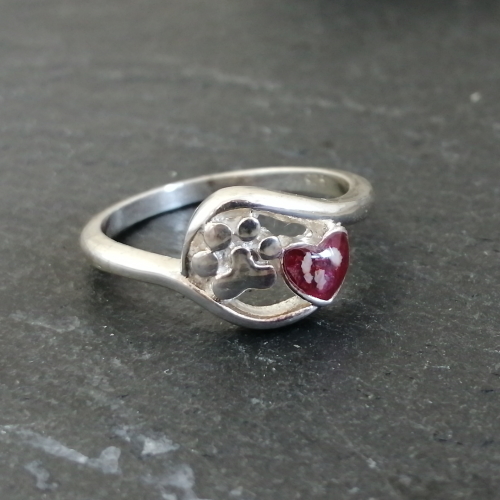 Memorial Ring paw with heart = last one size M