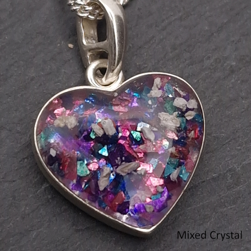 Silver heart memory pendant with ashes