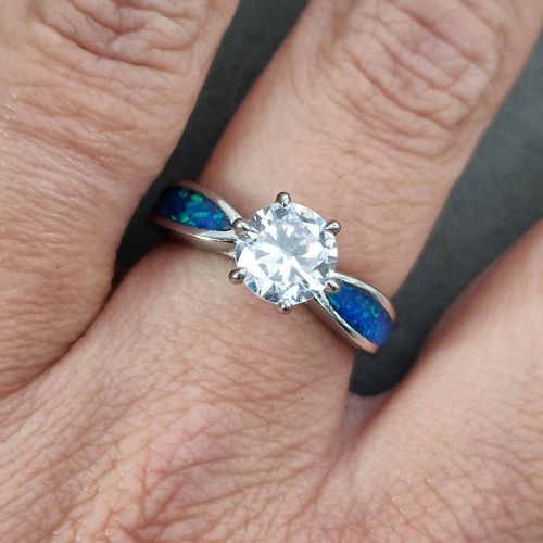 Memorial Ashes CZ Solitaire Ring