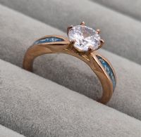 Memorial Ashes CZ Solitaire Ring with Rose Gold