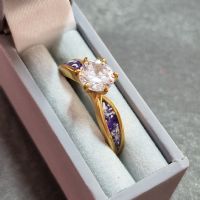 Memorial Ashes CZ Solitaire Ring with Yellow Gold