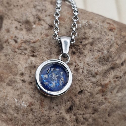 Small circle memory necklace with ashes