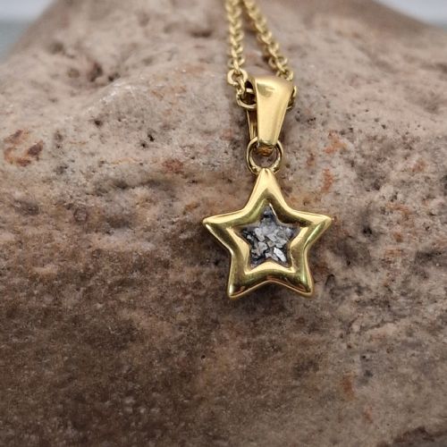 18ct Gold PVD star memory necklace with ashes