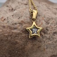18ct Gold PVD star memory necklace with ashes