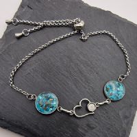 Double heart ashes bracelet