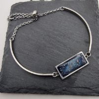 Adjustable Rectangle bangle bracelet with ashes