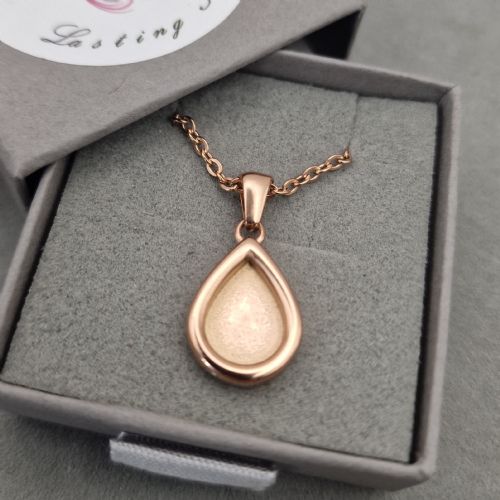 18ct Rose Gold PVD Teardrop memory necklace with ashes