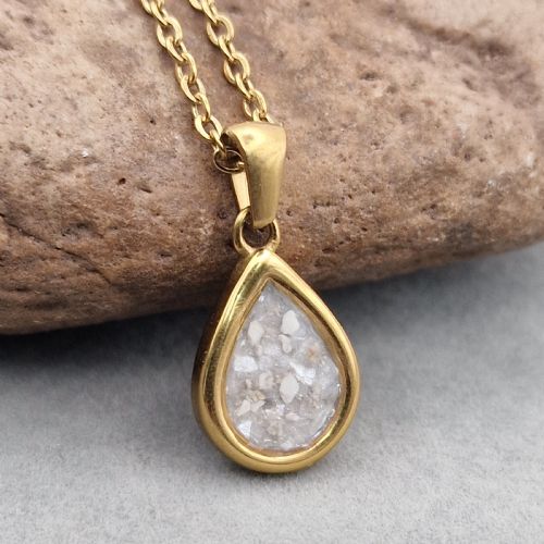 18ct Gold PVD Teardrop memory necklace with ashes