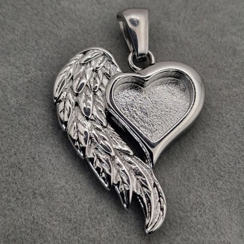 Angel Wing heart memory necklace with ashes