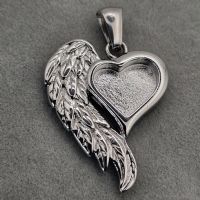 Angel Wing heart memory necklace with ashes