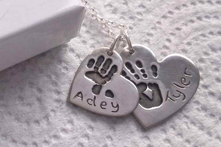 Double Handprint Jewellery Necklace charm set