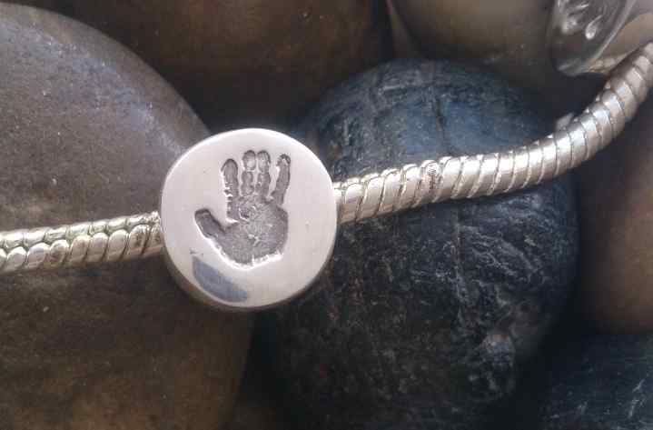 Footprint or Handprint Circle Bead (fits pandora)