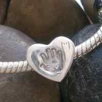 Footprint or Handprint heart Bead (fits pandora)