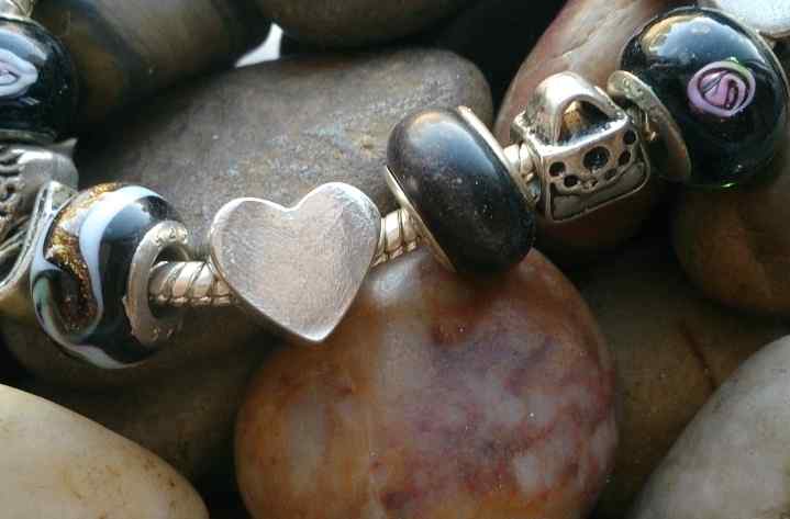 Fingerprint heart Bead (fits pandora)